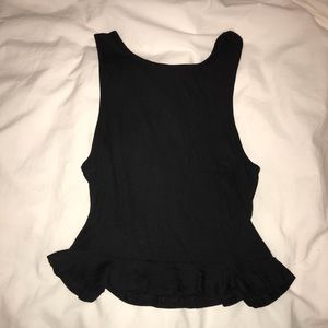 ribbed tank top with ruffle- slightly cropped